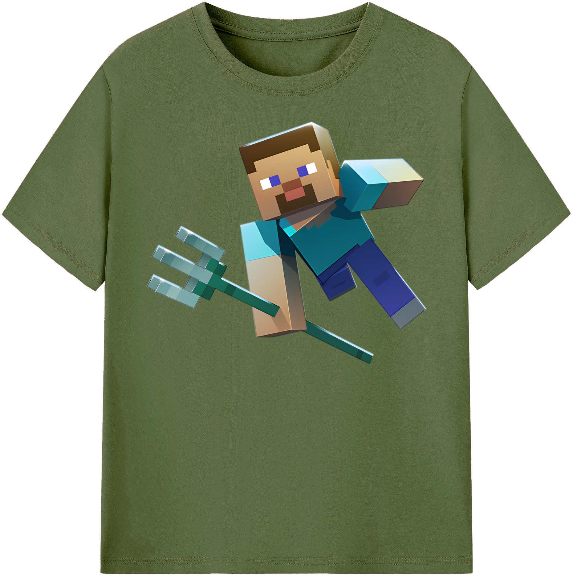 （画像用） マインクラフト ブロックの世界 Minecraft MC Block world 綿100％半袖Tシャツ（フロントプリント）